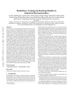 RankMixer: Scaling Up Ranking Models in Industrial Recommenders