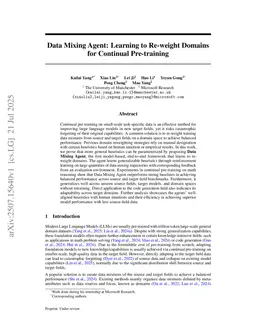 Data Mixing Agent: Learning to Re-weight Domains for Continual Pre-training