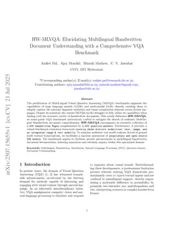 HW-MLVQA: Elucidating Multilingual Handwritten Document Understanding with a Comprehensive VQA Benchmark