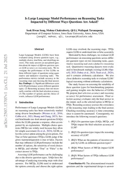 Is Large Language Model Performance on Reasoning Tasks Impacted by Different Ways Questions Are Asked?