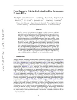 From Queries to Criteria: Understanding How Astronomers Evaluate LLMs