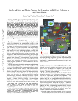 Interleaved LLM and Motion Planning for Generalized Multi-Object Collection in Large Scene Graphs