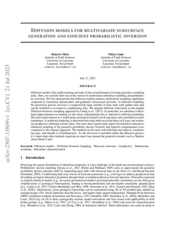 Diffusion models for multivariate subsurface generation and efficient probabilistic inversion