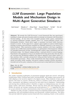 LLM Economist: Large Population Models and Mechanism Design in Multi-Agent Generative Simulacra