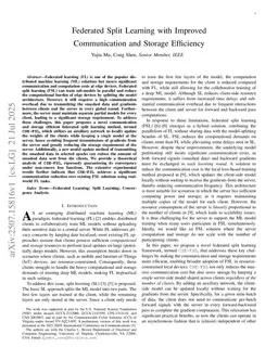 Federated Split Learning with Improved Communication and Storage Efficiency
