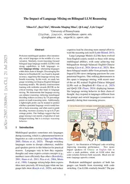 The Impact of Language Mixing on Bilingual LLM Reasoning