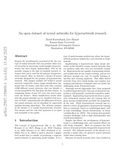 An open dataset of neural networks for hypernetwork research
