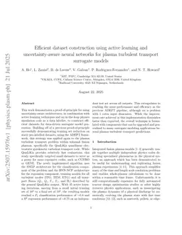 Efficient dataset construction using active learning and uncertainty-aware neural networks for plasma turbulent transport surrogate models