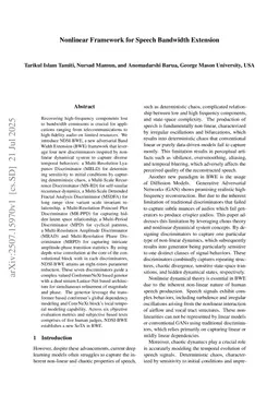 Nonlinear Framework for Speech Bandwidth Extension