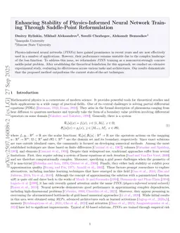 Enhancing Stability of Physics-Informed Neural Network Training Through Saddle-Point Reformulation