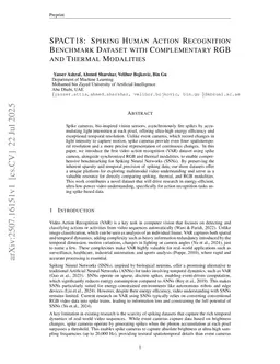 SPACT18: Spiking Human Action Recognition Benchmark Dataset with Complementary RGB and Thermal Modalities