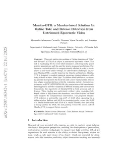 Mamba-OTR: a Mamba-based Solution for Online Take and Release Detection from Untrimmed Egocentric Video