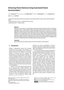 Enhancing patent retrieval using automated patent summarization