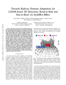 Towards Railway Domain Adaptation for LiDAR-based 3D Detection: Road-to-Rail and Sim-to-Real via SynDRA-BBox