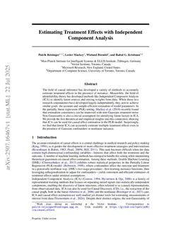 Estimating Treatment Effects with Independent Component Analysis