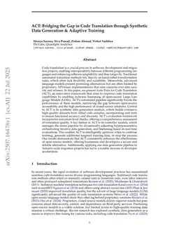 ACT: Bridging the Gap in Code Translation through Synthetic Data Generation & Adaptive Training