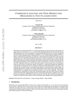 Combining Language and Topic Models for Hierarchical Text Classification