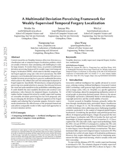 A Multimodal Deviation Perceiving Framework for Weakly-Supervised Temporal Forgery Localization