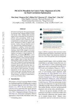 PICACO: Pluralistic In-Context Value Alignment of LLMs via Total Correlation Optimization