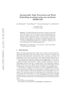 Interpretable Topic Extraction and Word Embedding Learning using row-stochastic DEDICOM