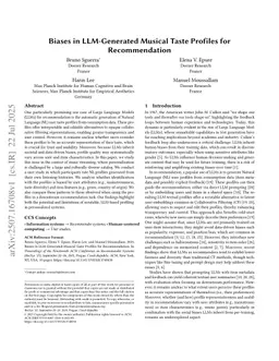 Biases in LLM-Generated Musical Taste Profiles for Recommendation