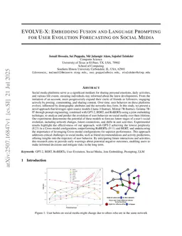 EVOLVE-X: Embedding Fusion and Language Prompting for User Evolution Forecasting on Social Media