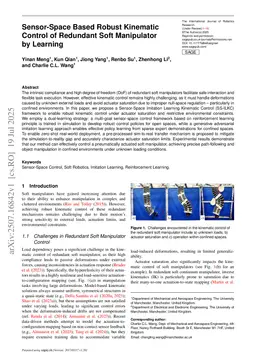 Sensor-Space Based Robust Kinematic Control of Redundant Soft Manipulator by Learning