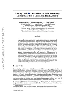 Finding Dori: Memorization in Text-to-Image Diffusion Models Is Not Local