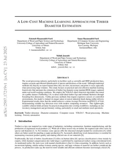 A Low-Cost Machine Learning Approach for Timber Diameter Estimation