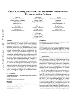 R4ec: A Reasoning, Reflection, and Refinement Framework for Recommendation Systems