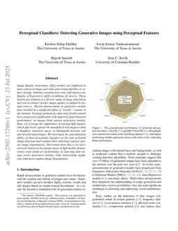Perceptual Classifiers: Detecting Generative Images using Perceptual Features