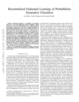 Decentralized Federated Learning of Probabilistic Generative Classifiers