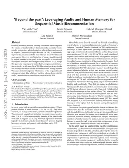 "Beyond the past": Leveraging Audio and Human Memory for Sequential Music Recommendation