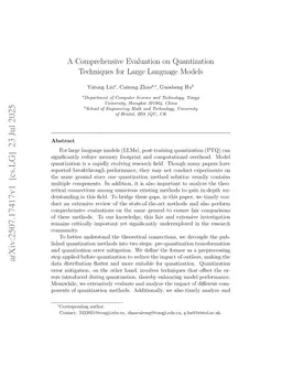 A Comprehensive Evaluation on Quantization Techniques for Large Language Models