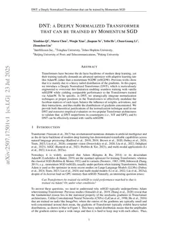 DNT: a Deeply Normalized Transformer that can be trained by Momentum SGD