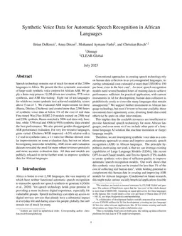 Synthetic Voice Data for Automatic Speech Recognition in African Languages