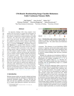 CNS-Bench: Benchmarking Image Classifier Robustness Under Continuous Nuisance Shifts