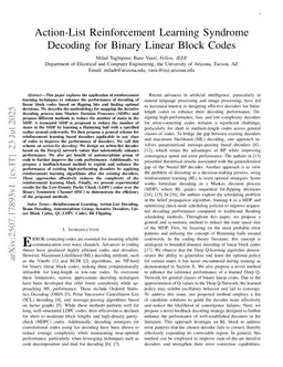 Action-List Reinforcement Learning Syndrome Decoding for Binary Linear Block Codes