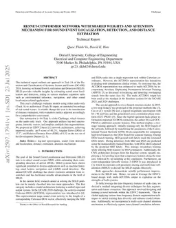 Resnet-conformer network with shared weights and attention mechanism for sound event localization, detection, and distance estimation