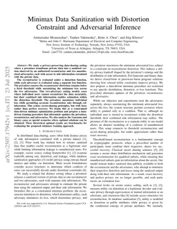 Minimax Data Sanitization with Distortion Constraint and Adversarial Inference