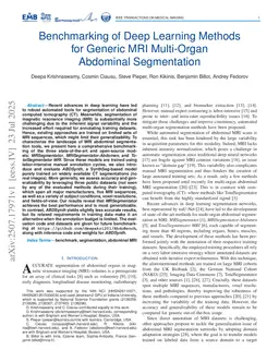 Benchmarking of Deep Learning Methods for Generic MRI Multi-Organ Abdominal Segmentation