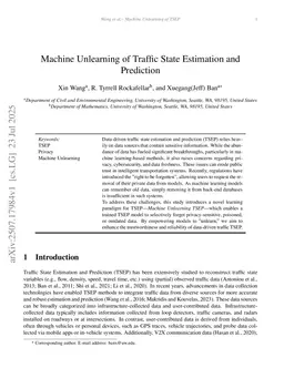 Machine Unlearning of Traffic State Estimation and Prediction