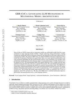 GRR-CoCa: Leveraging LLM Mechanisms in Multimodal Model Architectures