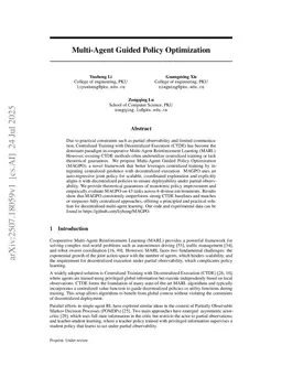 Multi-Agent Guided Policy Optimization