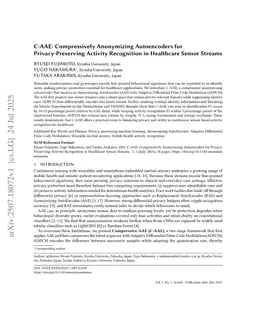 C-AAE: Compressively Anonymizing Autoencoders for Privacy-Preserving Activity Recognition in Healthcare Sensor Streams