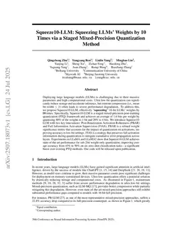 Squeeze10-LLM: Squeezing LLMs' Weights by 10 Times via a Staged Mixed-Precision Quantization Method