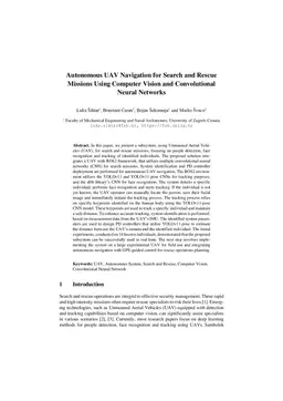 Autonomous UAV Navigation for Search and Rescue Missions Using Computer Vision and Convolutional Neural Networks