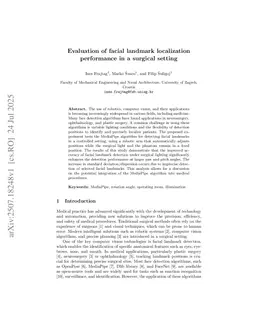 Evaluation of facial landmark localization performance in a surgical setting