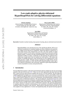 Low-rank adaptive physics-informed HyperDeepONets for solving differential equations