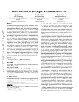 RecPS: Privacy Risk Scoring for Recommender Systems